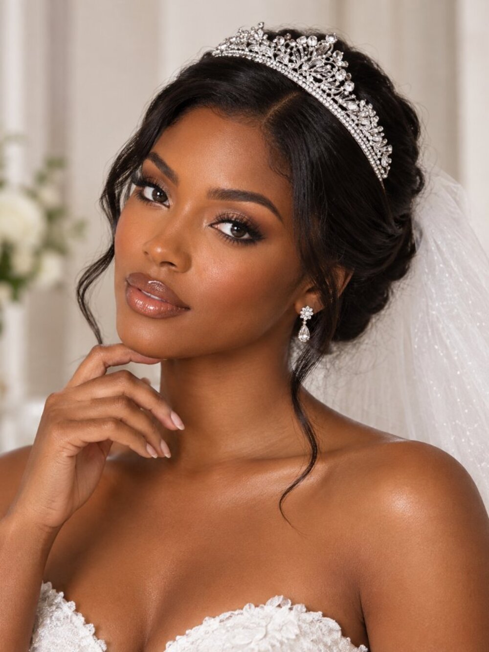 Adesewa Bridal Tiara | Silver Crystal Wedding Crown
